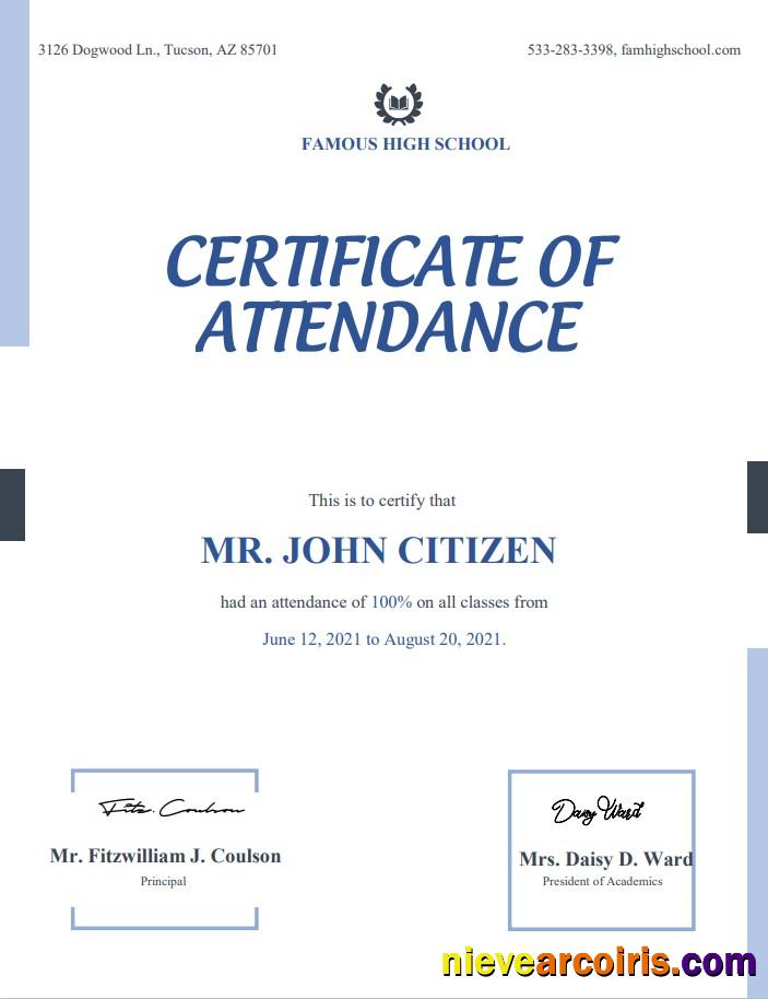 USA Attendance Certificate